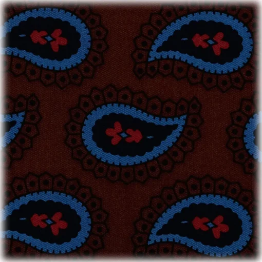 Viola Milano - Paisley Pattern Silk Pocket Square - Brown Mix - Handmade in Italy - Luxury Exclusive Collection - Avvenice