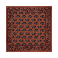 Viola Milano - Paisley Pattern Silk Pocket Square - Orange Mix - Handmade in Italy - Luxury Exclusive Collection - Avvenice