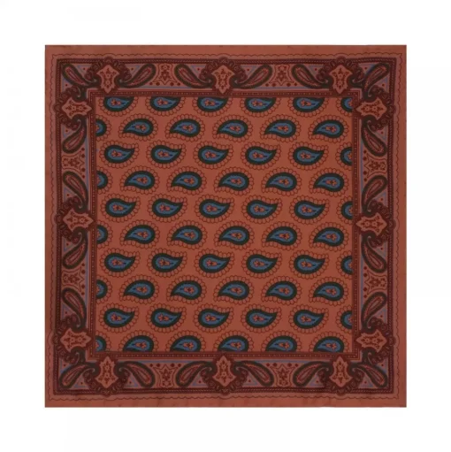 Viola Milano - Paisley Pattern Silk Pocket Square - Orange Mix - Handmade in Italy - Luxury Exclusive Collection - Avvenice