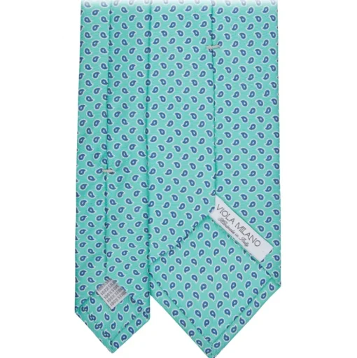 Viola Milano - Paisley Pattern Selftipped Silk Tie - Menthol - Handmade in Italy - Luxury Exclusive Collection - Avvenice