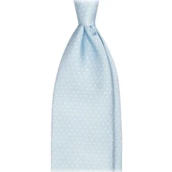 Viola Milano - Pin Dot Selftipped Silk Tie - Light Blue/White - Handmade in Italy - Luxury Exclusive Collection - Avvenice