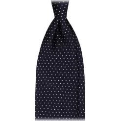 Viola Milano - Pin Dot Selftipped Silk Tie - Navy/White - Handmade in Italy - Luxury Exclusive Collection - Avvenice