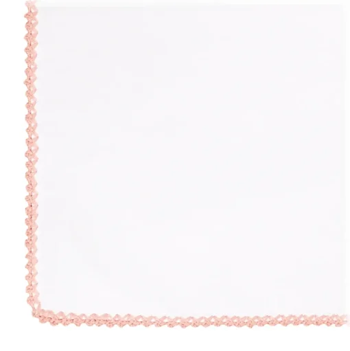 Viola Milano - Pocket Square with Handmade Crochet Edges - Pink - Handmade in Italy - Luxury Exclusive Collection - Avvenice