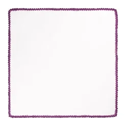 Viola Milano - Pocket Square with Handmade Crochet Edges - Fuschia - Handmade in Italy - Luxury Exclusive Collection - Avvenice