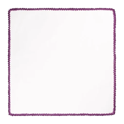 Viola Milano - Pocket Square with Handmade Crochet Edges - Fuschia - Handmade in Italy - Luxury Exclusive Collection - Avvenice