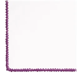 Viola Milano - Pocket Square with Handmade Crochet Edges - Fuschia - Handmade in Italy - Luxury Exclusive Collection - Avvenice