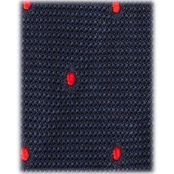 Viola Milano - Polka Dot Grenadine 7-Fold Unlined Tie - Navy/Red - Handmade in Italy - Luxury Exclusive Collection - Avvenice