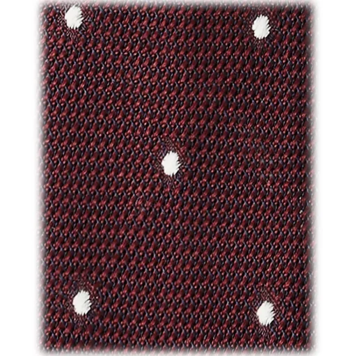 Viola Milano - Polka Dot Grenadine 7-Fold Unlined Tie - Wine/White - Handmade in Italy - Luxury Exclusive Collection - Avvenice