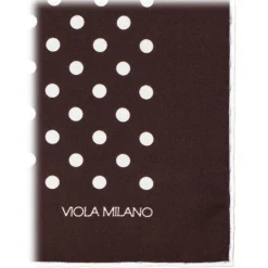 Viola Milano - Polka Dot Silk Pocket Square - Brown/White - Handmade in Italy - Luxury Exclusive Collection - Avvenice