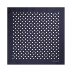 Viola Milano - Polka Dot Silk Pocket Square - Navy and White - Handmade in Italy - Luxury Exclusive Collection - Avvenice