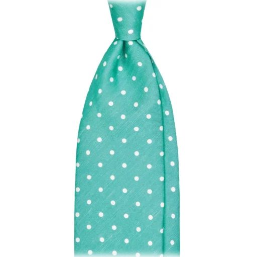 Viola Milano - Polka Dot Untipped Linen Tie - Mint - Handmade in Italy - Luxury Exclusive Collection - Avvenice