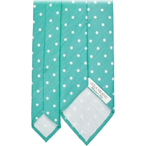 Viola Milano - Polka Dot Untipped Linen Tie - Mint - Handmade in Italy - Luxury Exclusive Collection - Avvenice