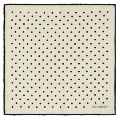 Viola Milano - Polka Dot Wool Lana Pocket Square - White/Navy - Handmade in Italy - Luxury Exclusive Collection - Avvenice