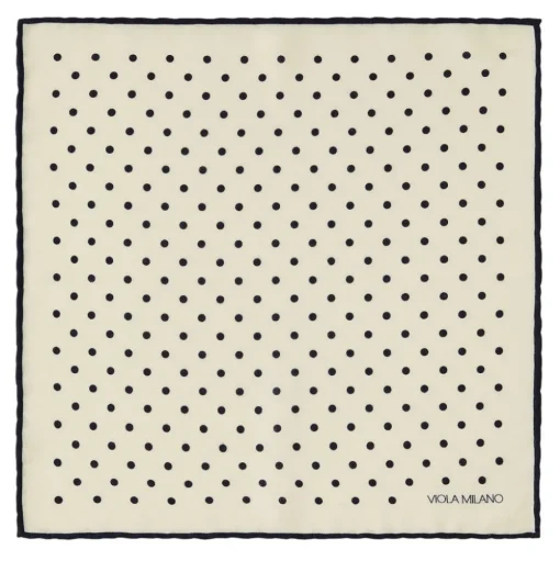Viola Milano - Polka Dot Wool Lana Pocket Square - White/Navy - Handmade in Italy - Luxury Exclusive Collection - Avvenice
