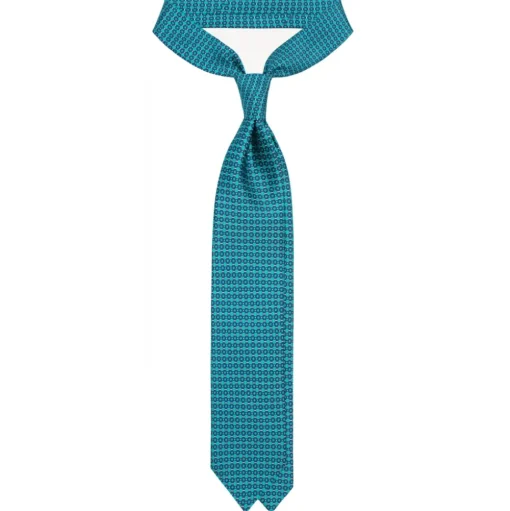 Viola Milano - Roman Chain Selftipped Italian Silk Tie - Turqouise Mix - Handmade in Italy - Luxury Exclusive Collection - Avvenice