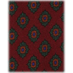 Viola Milano - Rosette Pattern Selftipped Silk Tie - Wine - Handmade in Italy - Luxury Exclusive Collection - Avvenice