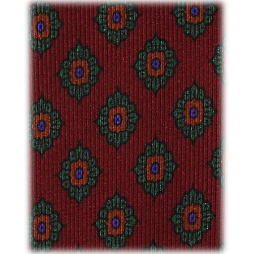 Viola Milano - Rosette Pattern Selftipped Silk Tie - Wine - Handmade in Italy - Luxury Exclusive Collection - Avvenice