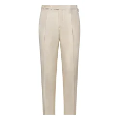 Viola Milano - Sartorial Cotton Pants with Side Adjusters - Ivory - Handmade in Italy - Luxury Exclusive Collection - Avvenice