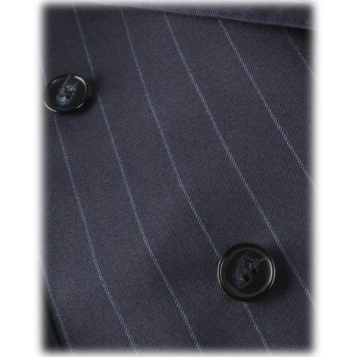 Viola Milano - Sartorial Half-lined Double Breasted Suit - Navy Chalk Stripe - Handmade in Italy - Luxury Exclusive Collection - Avvenice
