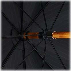 Viola Milano - Shalk Stripe Chestnut Umbrella - Navy and Ivory - Handmade in Italy - Luxury Exclusive Collection - Avvenice