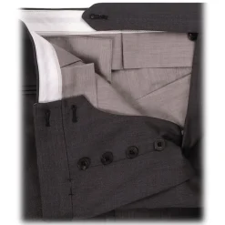 Viola Milano - Single Pleated Wool Pants with Side Adjusters - Dark Grey - Handmade in Italy - Luxury Exclusive Collection - Avvenice