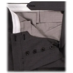 Viola Milano - Single Pleated Wool Pants with Side Adjusters - Mid Grey - Handmade in Italy - Luxury Exclusive Collection - Avvenice