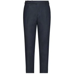 Viola Milano - Single Pleated Denim Pants with Side Adjusters - Classic - Handmade in Italy - Luxury Exclusive Collection - Avvenice
