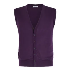 Viola Milano - Sleeveless Cashmere and Silk Cardigan - Purple - Handmade in Italy - Luxury Exclusive Collection - Avvenice
