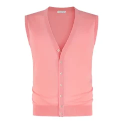 Viola Milano - Sleeveless Cashmere and Silk Cardigan - Pink - Handmade in Italy - Luxury Exclusive Collection - Avvenice