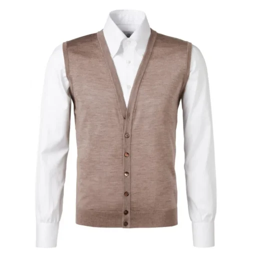 Viola Milano - Sleeveless Cashmere and Silk Cardigan - Beige - Handmade in Italy - Luxury Exclusive Collection - Avvenice