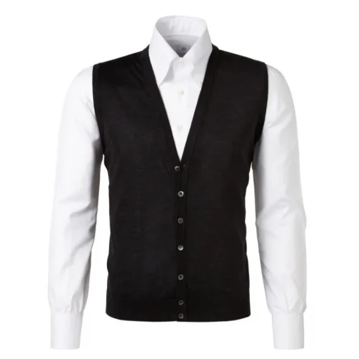 Viola Milano - Sleeveless Cashmere and Silk Cardigan - Dark Grey - Handmade in Italy - Luxury Exclusive Collection - Avvenice