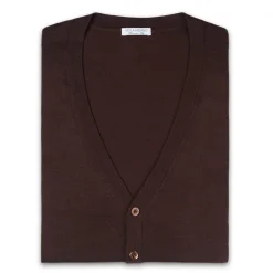 Viola Milano - Sleeveless Cashmere and Silk Cardigan - Brown - Handmade in Italy - Luxury Exclusive Collection - Avvenice