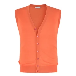 Viola Milano - Sleeveless Cashmere and Silk Cardigan - Orange - Handmade in Italy - Luxury Exclusive Collection - Avvenice