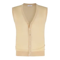 Viola Milano - Sleeveless Cashmere and Silk Cardigan - Natural - Handmade in Italy - Luxury Exclusive Collection - Avvenice