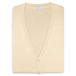 Viola Milano - Sleeveless Cashmere and Silk Cardigan - Natural - Handmade in Italy - Luxury Exclusive Collection - Avvenice
