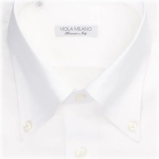 Viola Milano - Solid American Oxford Button-Down Collar Dress Shirt - White - Handmade in Italy - Luxury Exclusive Collection - Avvenice