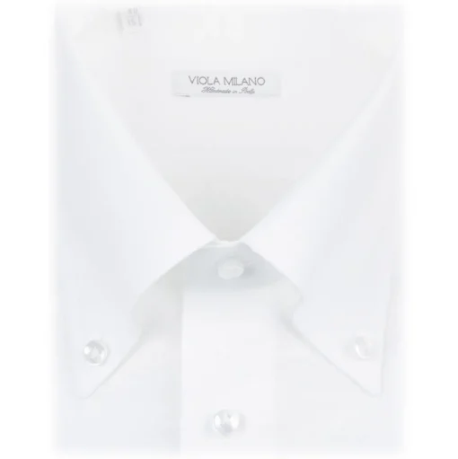 Viola Milano - Solid Carlo Riva Oxford/Linen Button-Down Shirt - White - Handmade in Italy - Luxury Exclusive Collection - Avvenice