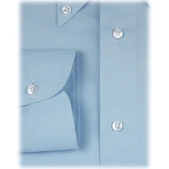 Viola Milano - Solid Carlo Riva Etamine Cotton Button-Down Shirt - Light Blue - Handmade in Italy - Luxury Exclusive Collection - Avvenice