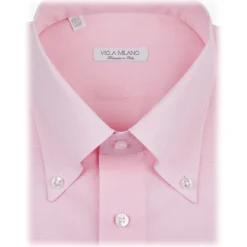 Viola Milano - Solid Carlo Riva Voila Tela Button-Down Shirt - Pink - Handmade in Italy - Luxury Exclusive Collection - Avvenice