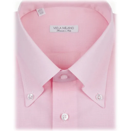 Viola Milano - Solid Carlo Riva Voila Tela Button-Down Shirt - Pink - Handmade in Italy - Luxury Exclusive Collection - Avvenice