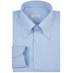 Viola Milano - Solid Carlo Riva Popline Doppio Button-Down Shirt - Light Blue - Handmade in Italy - Luxury Exclusive Collection - Avvenice