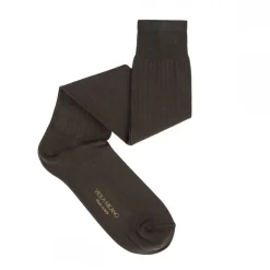 Viola Milano - Solid Over-the-Calf Cotton and Silk Socks - Army Green - Handmade in Italy - Luxury Exclusive Collection - Avvenice