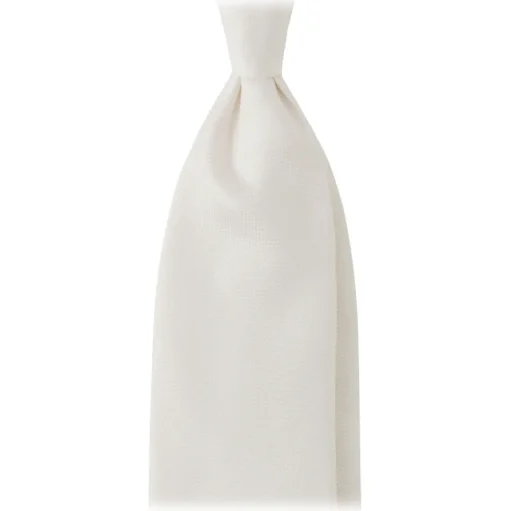 Viola Milano - Solid Woven Selftipped Silk Tie - Ivory - Handmade in Italy - Luxury Exclusive Collection - Avvenice