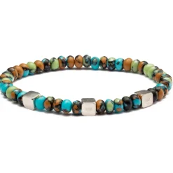 Viola Milano - Square Silver Gemstone Bracelet - Mix Color - Handmade in Italy - Luxury Exclusive Collection - Avvenice