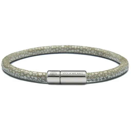 Viola Milano - Stingray Genuine Italian Leather Bracelet - Steel Green - Handmade in Italy - Luxury Exclusive Collection - Avvenice