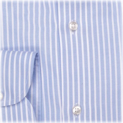 Viola Milano - Stripe American Oxford Shirt - Sea and White - Handmade in Italy - Luxury Exclusive Collection - Avvenice