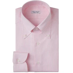 Viola Milano - Stripe Button-Down Collar Dress Shirt - Pink/White - Handmade in Italy - Luxury Exclusive Collection - Avvenice
