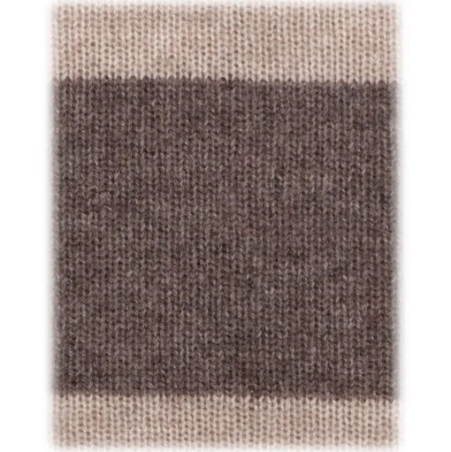Viola Milano - Stripe Knitted 100% Cashmere Tie - Sand/Beige - Handmade in Italy - Luxury Exclusive Collection - Avvenice
