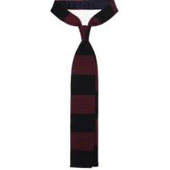 Viola Milano - Stripe Knitted 100% Cashmere Tie - Navy/Wine - Handmade in Italy - Luxury Exclusive Collection - Avvenice