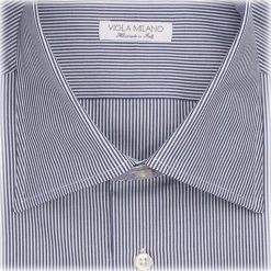 Viola Milano - Stripe Napoli Collar Shirt - Navy and White - Handmade in Italy - Luxury Exclusive Collection - Avvenice